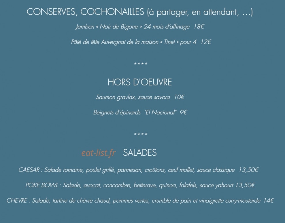 Chez Simone — carte page 1