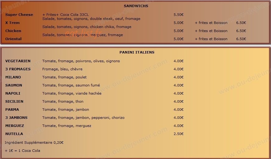 Crousty Pizz — carte page 3
