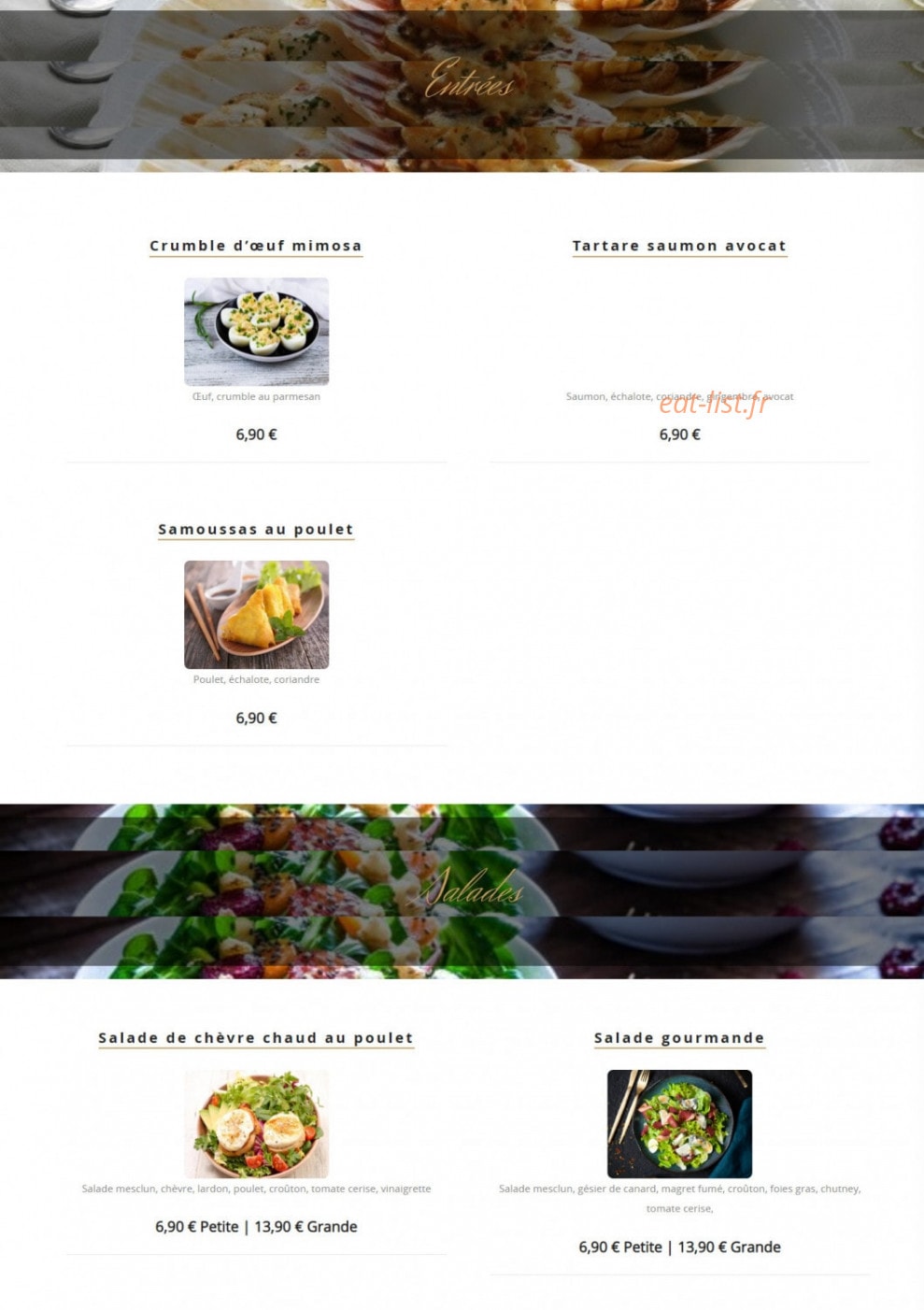 Éphémère Restaurant & Café — carte page 1