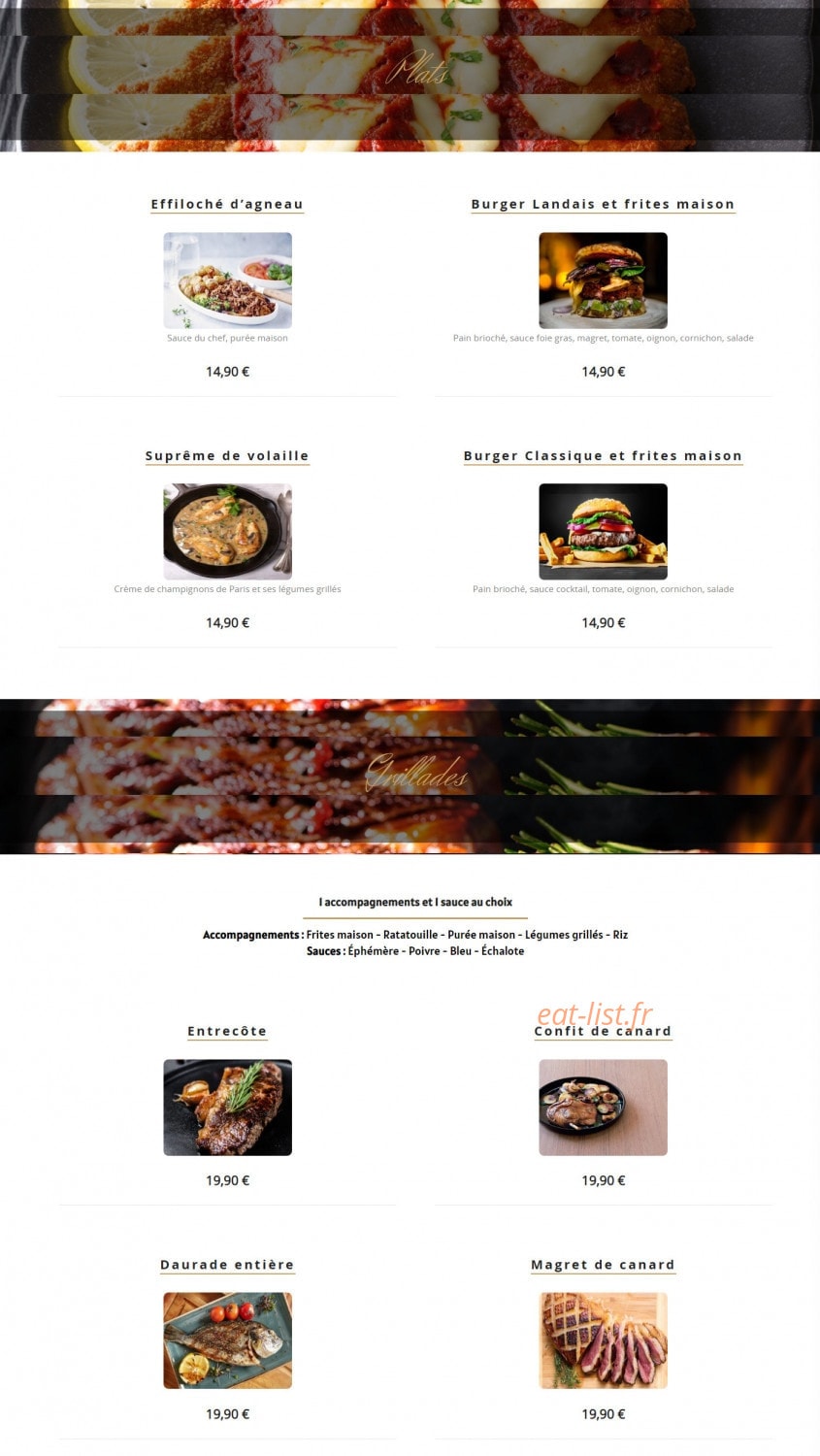 Éphémère Restaurant & Café — carte page 2