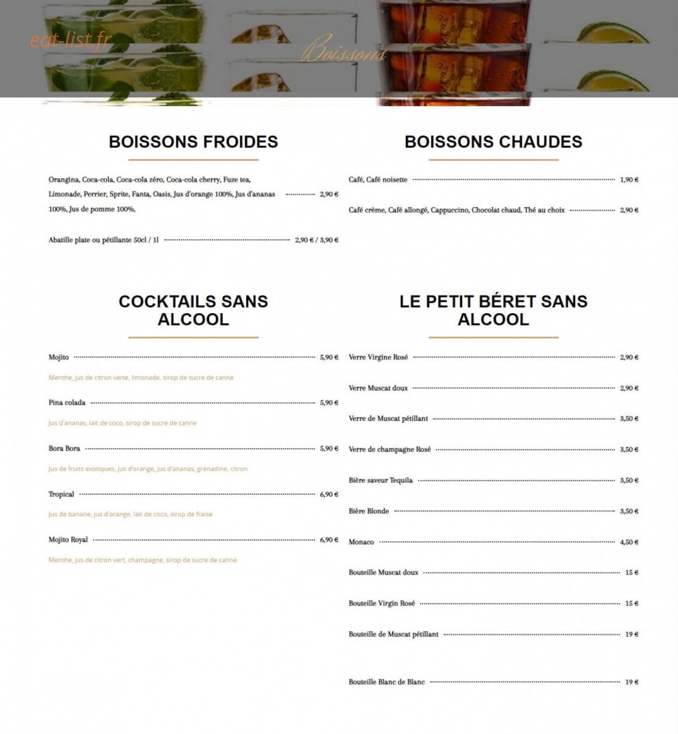 Éphémère Restaurant & Café — carte page 5