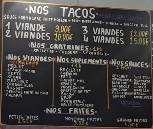 Golden Tacos — carte page 2