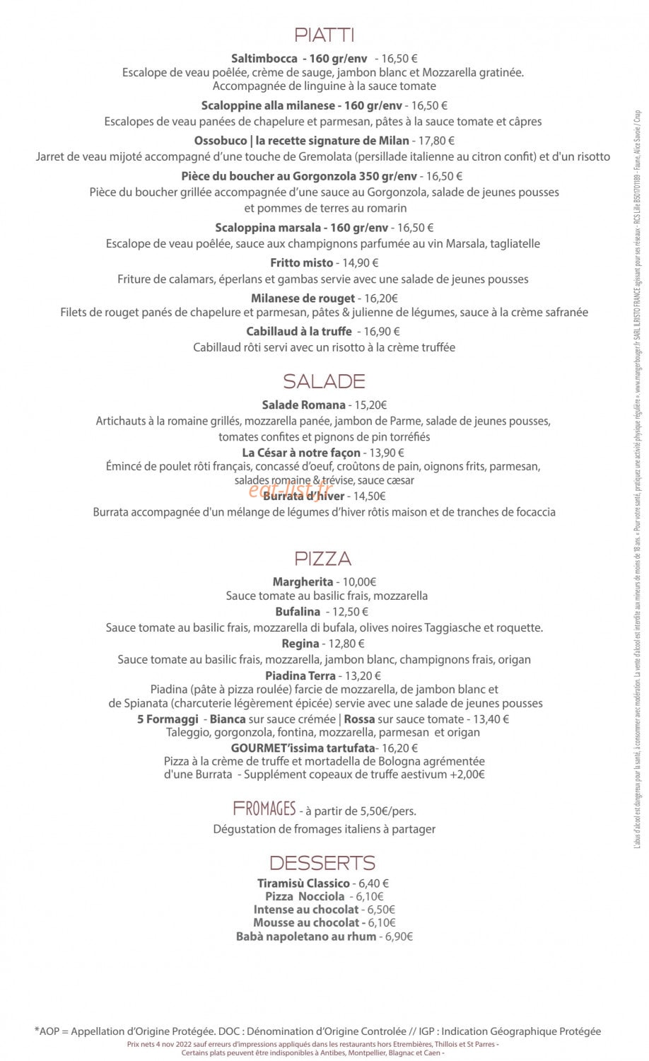 Il Ristorante — carte page 2