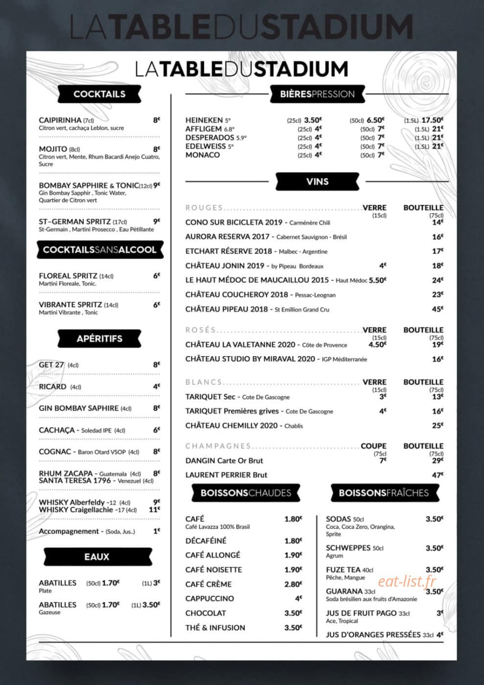 La Table Du Stadium — carte page 3
