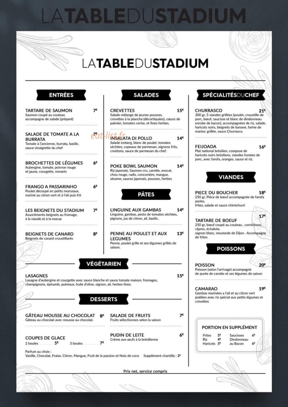 La Table Du Stadium — carte page 1
