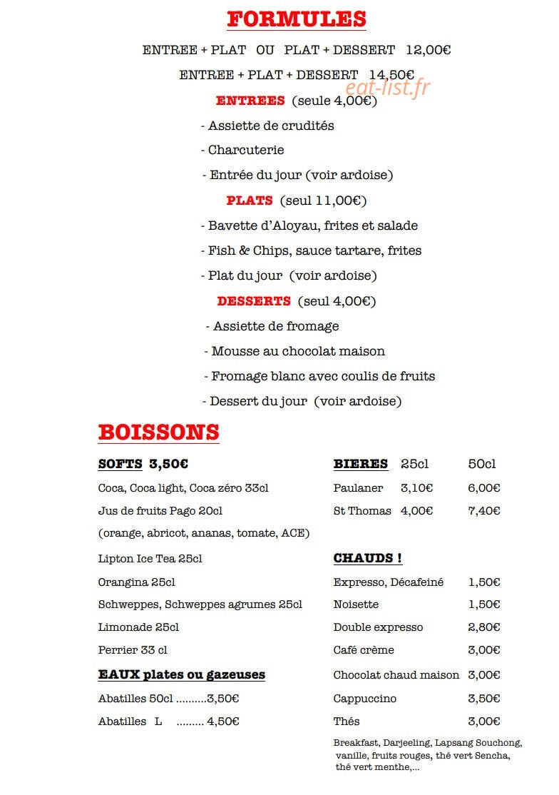Le Bistrot du Phare — carte page 2