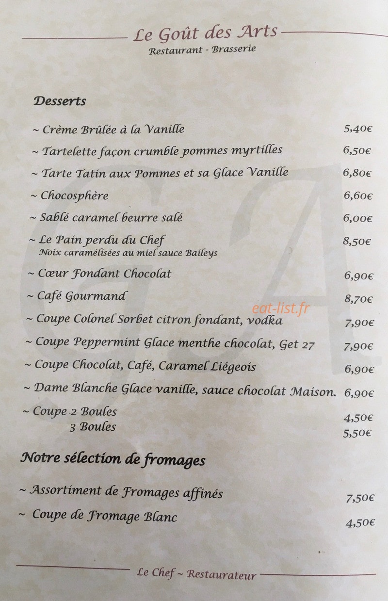 Le gout des arts — carte page 4