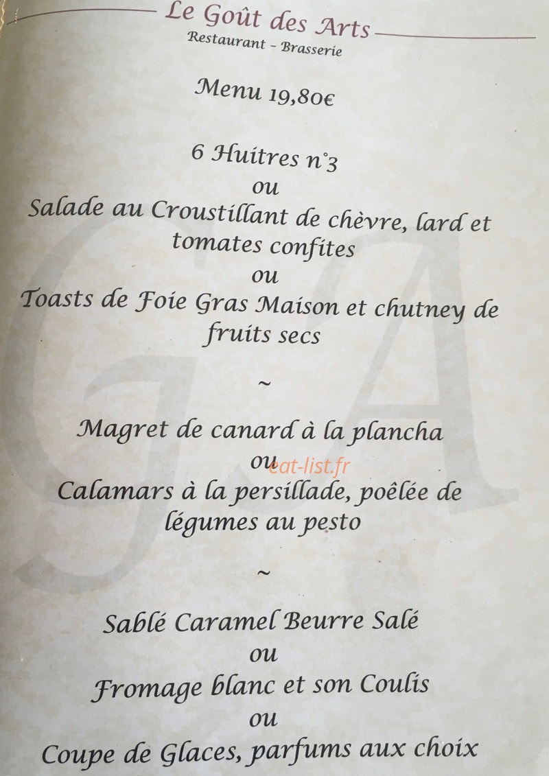Le gout des arts — carte page 5