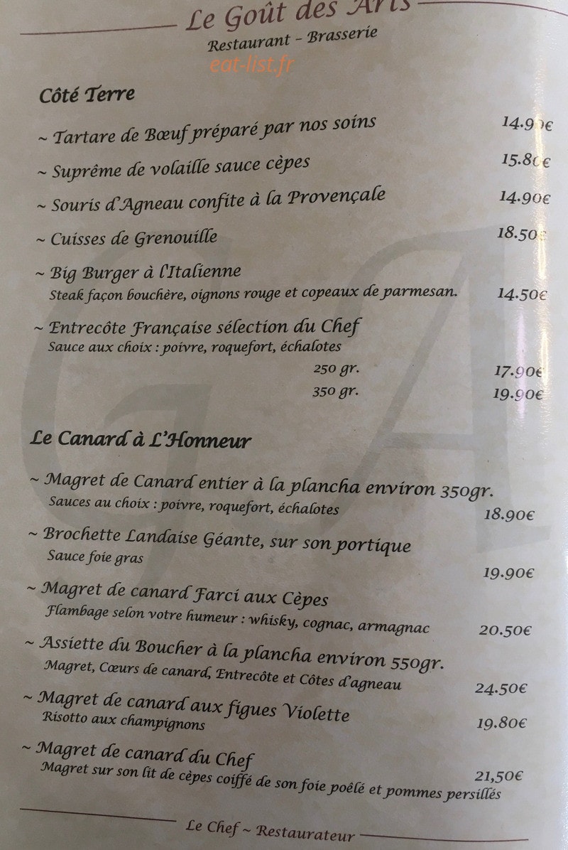 Le gout des arts — carte page 2
