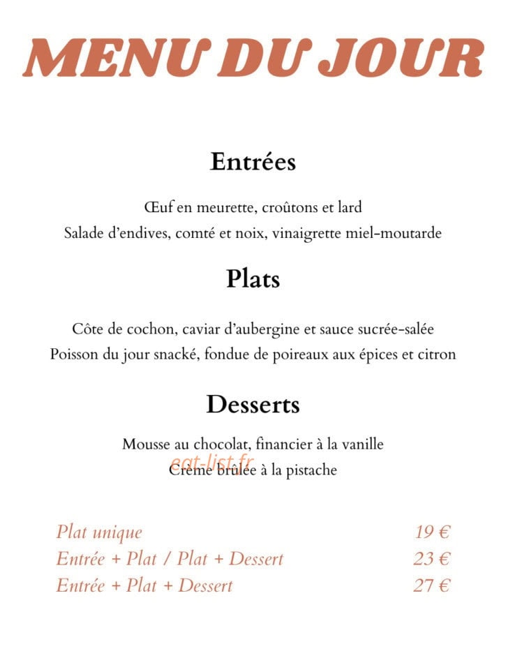 O'Bistroy — carte page 1