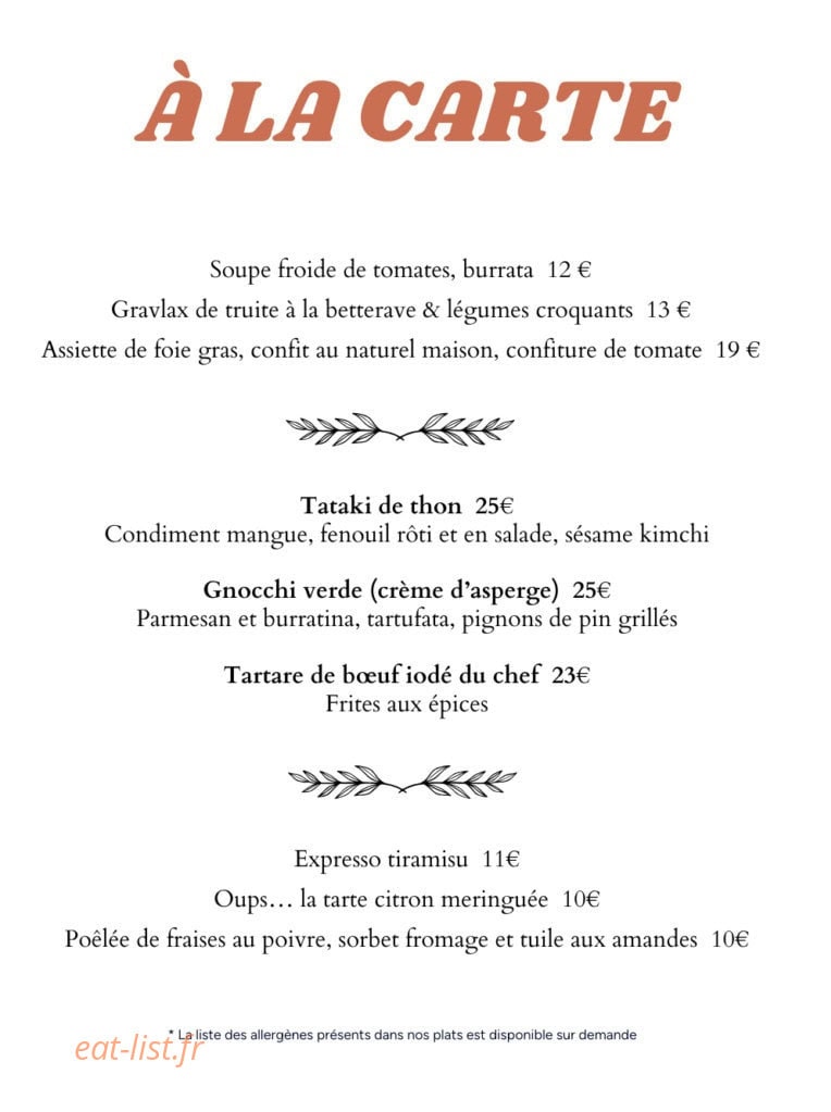 O'Bistroy — carte page 2