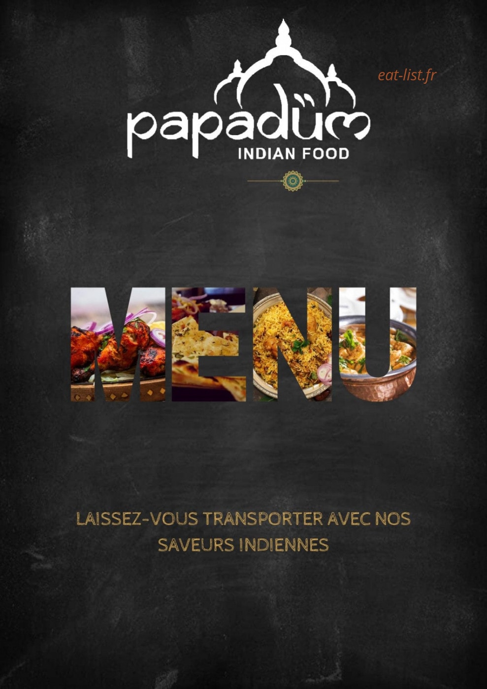 Papadum Indian Food — carte page 1
