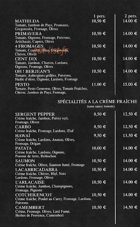 Pizz'arlac — carte page 2