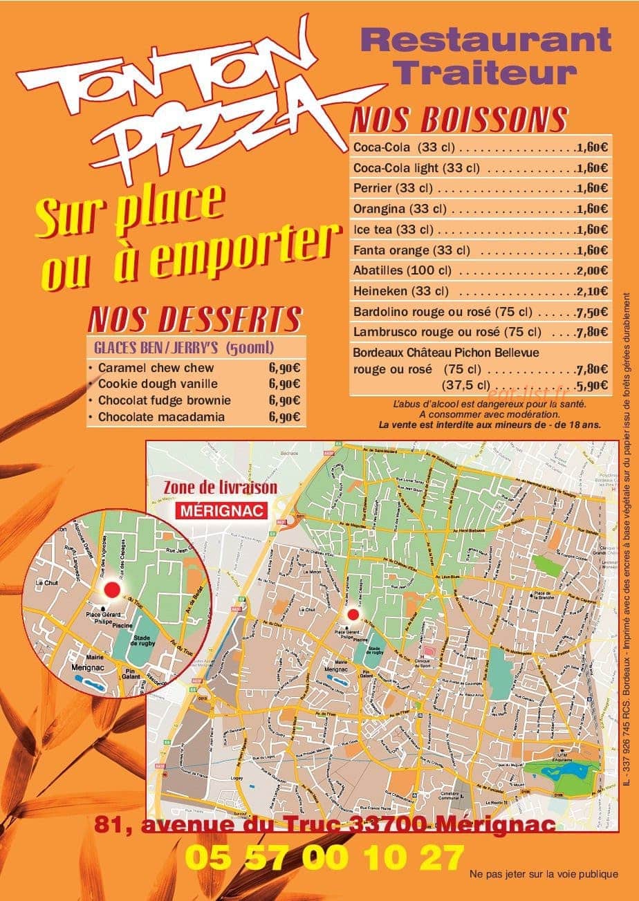 Tonton Pizza — carte page 3