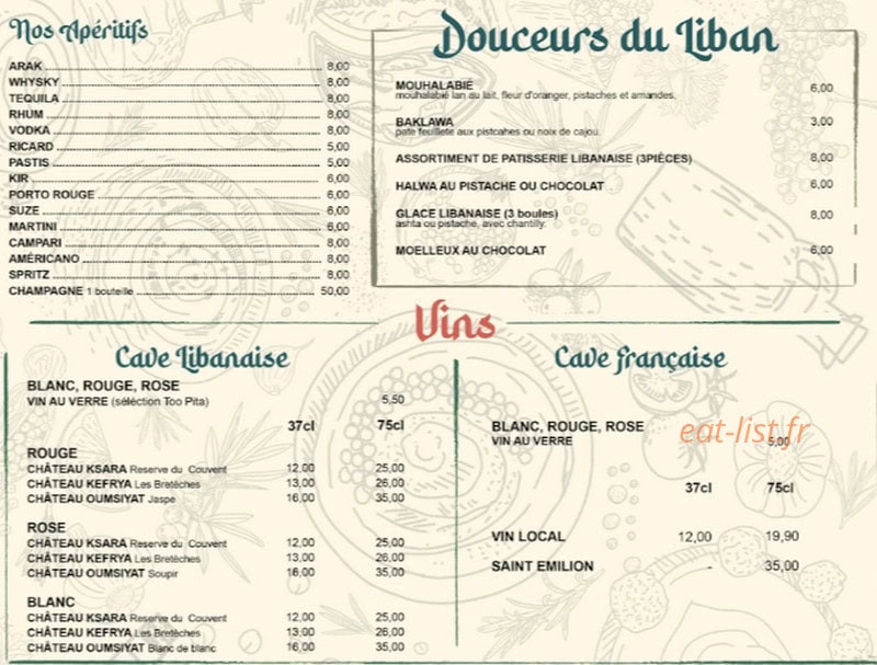 Too Pita — carte page 4
