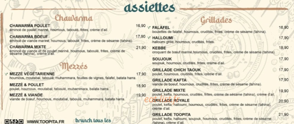 Too Pita — carte page 2