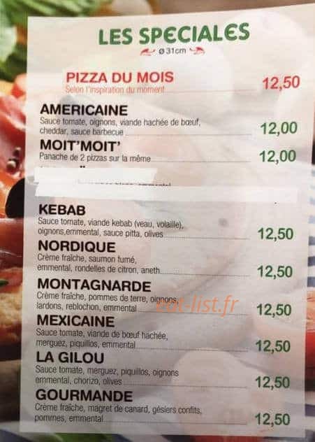 Gilou Pizza — carte page 2