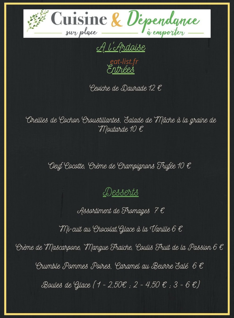 Cuisine & Dépendance — carte page 1