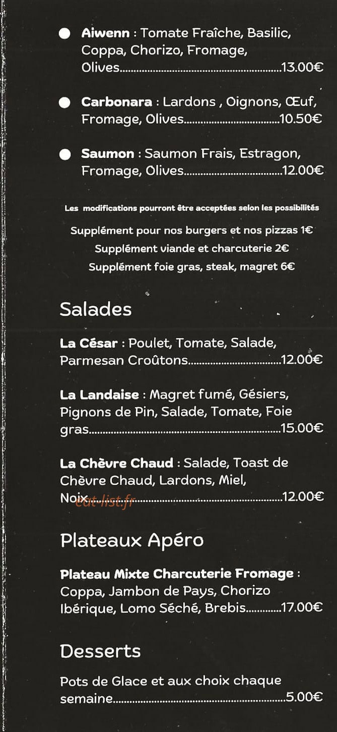 Chez Chris — carte page 3