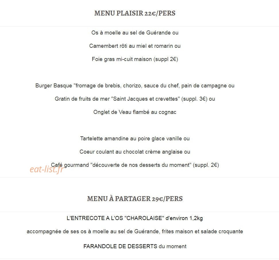 La Table Du Boucher — carte page 3