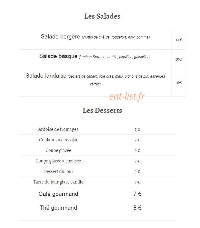 La Table Du Boucher — carte page 5