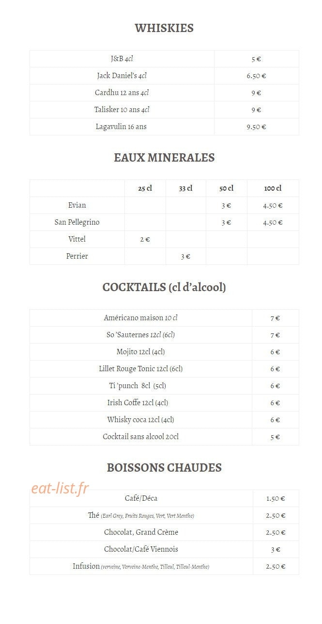 La Table Du Boucher — carte page 8