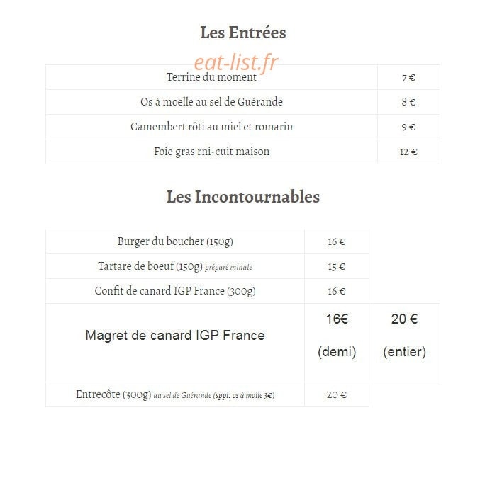 La Table Du Boucher — carte page 4