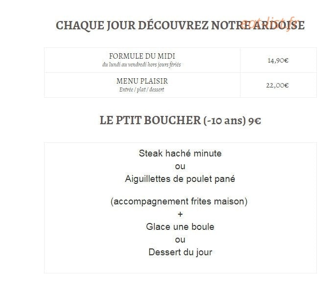 La Table Du Boucher — carte page 2