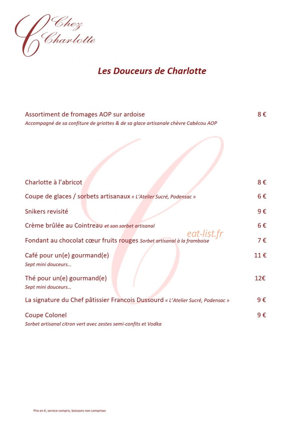 Chez Charlotte — carte page 3