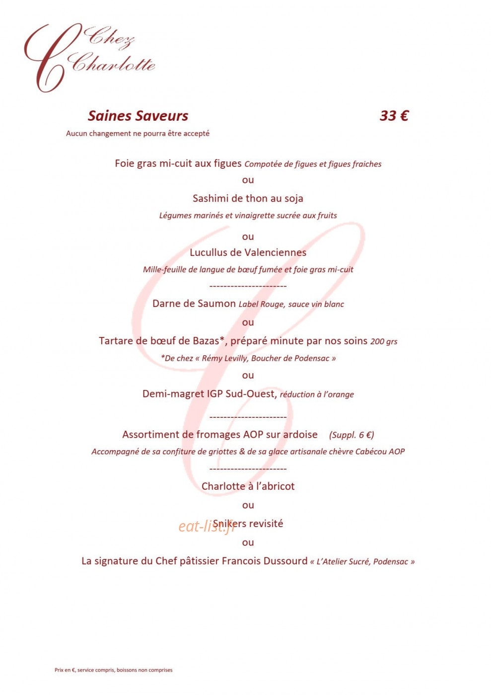 Chez Charlotte — carte page 6