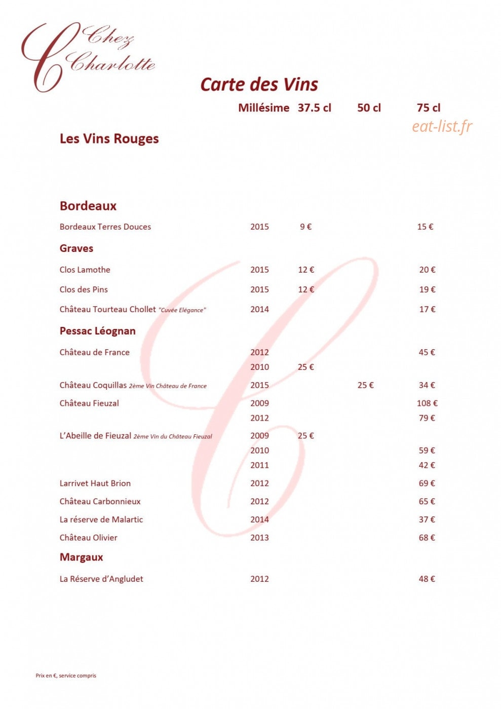 Chez Charlotte — carte page 7