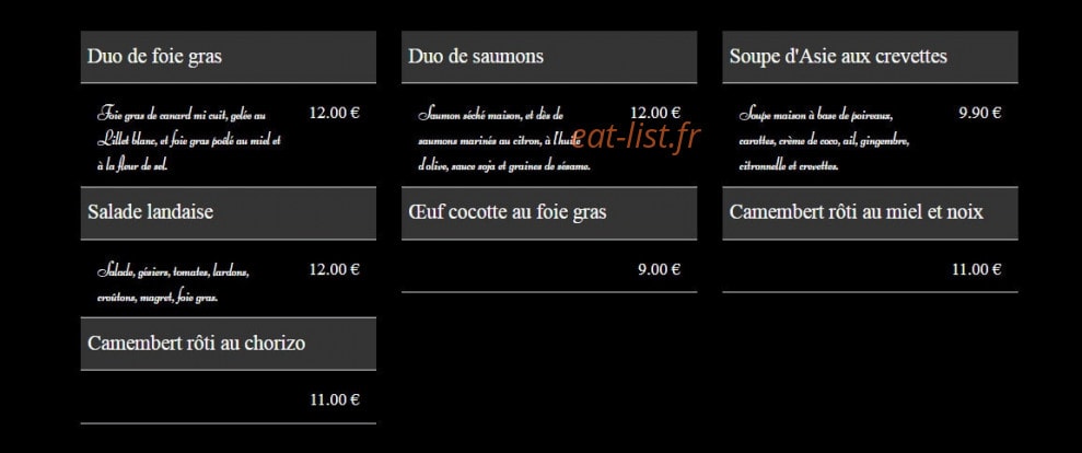 Chez Fred — carte page 2