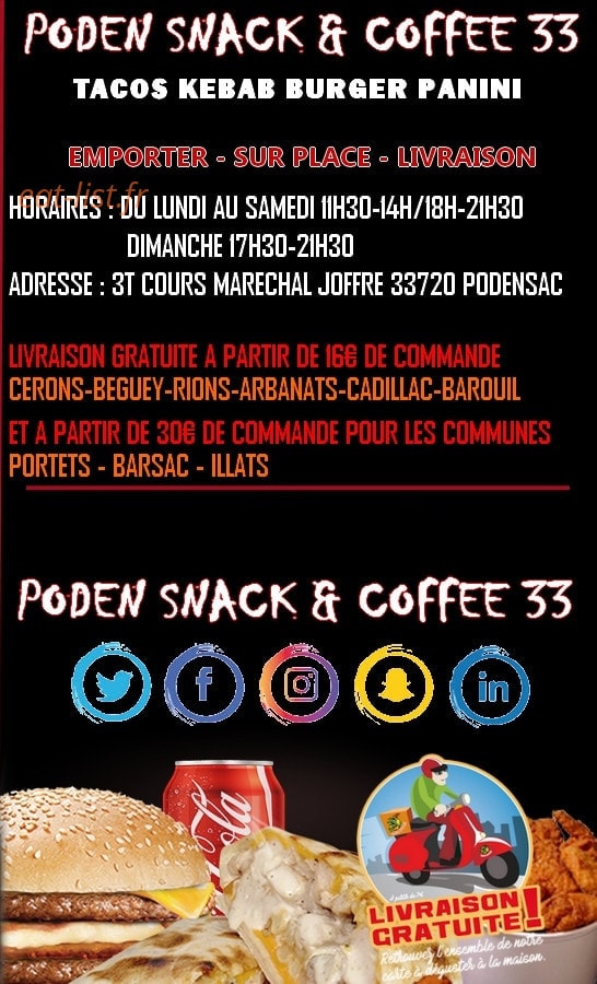 Poden 'snack coffe — carte page 1