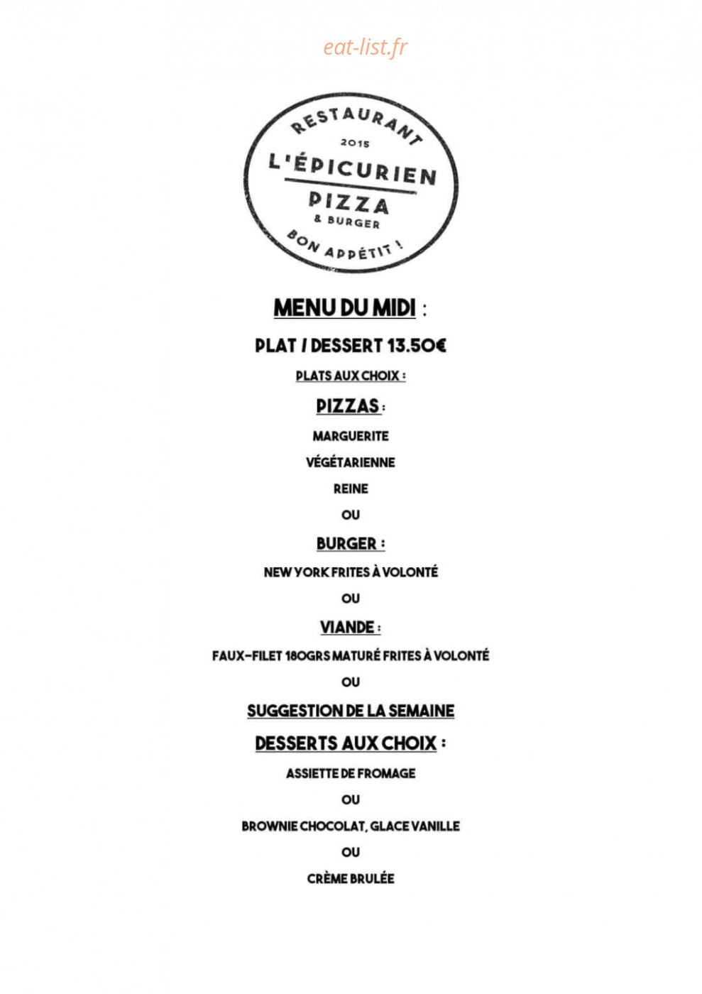 Po'Potes et Pizzas — carte page 1