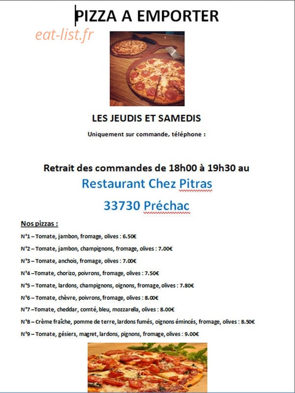 Chez Pitras — carte page 1