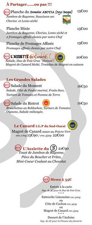 B comme Bistrot — carte page 3