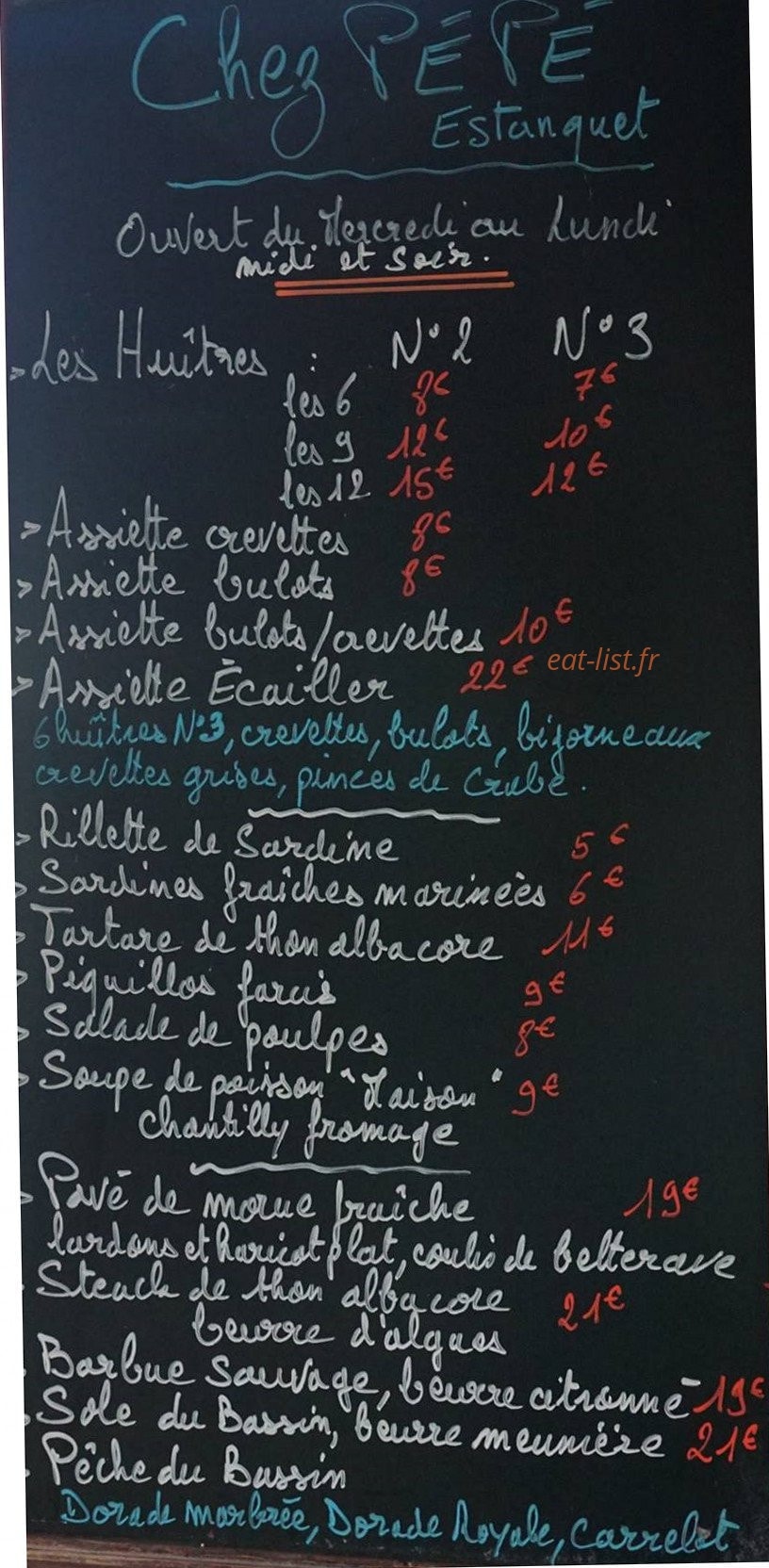 chef pépé estanquet — carte page 1
