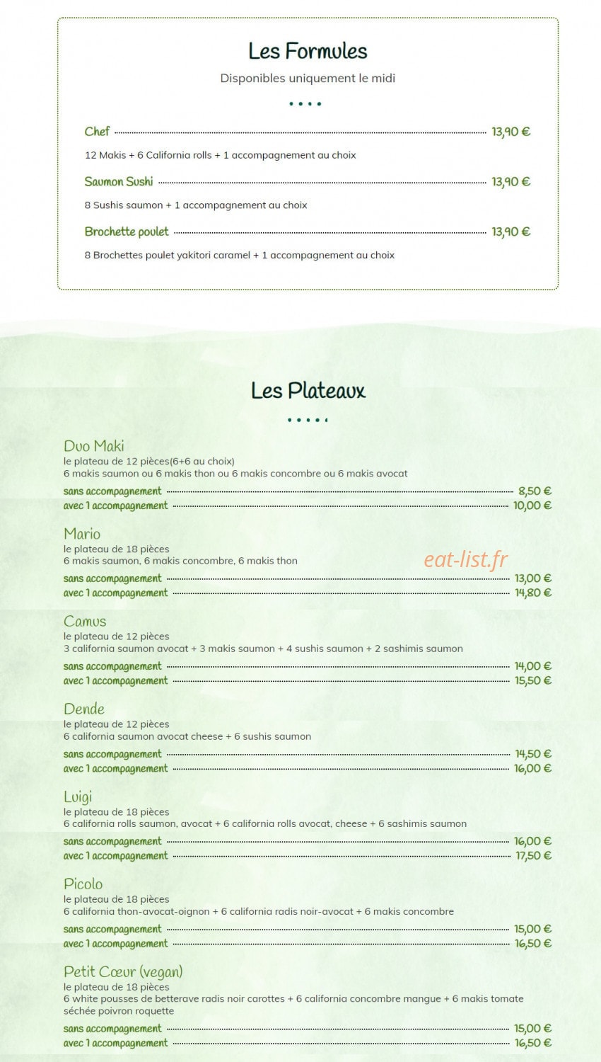 Coriandre & Basilic — carte page 1