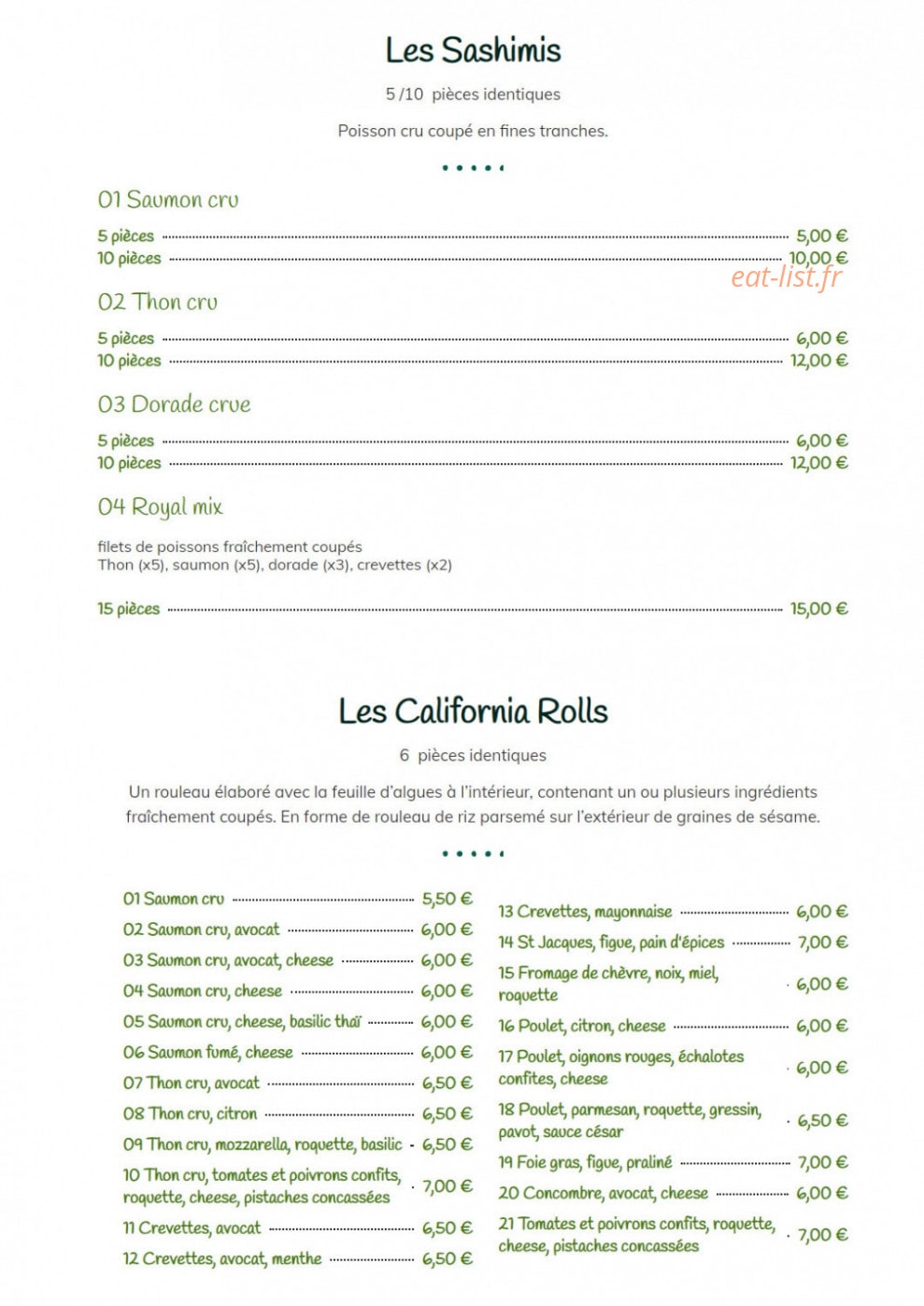 Coriandre & Basilic — carte page 4