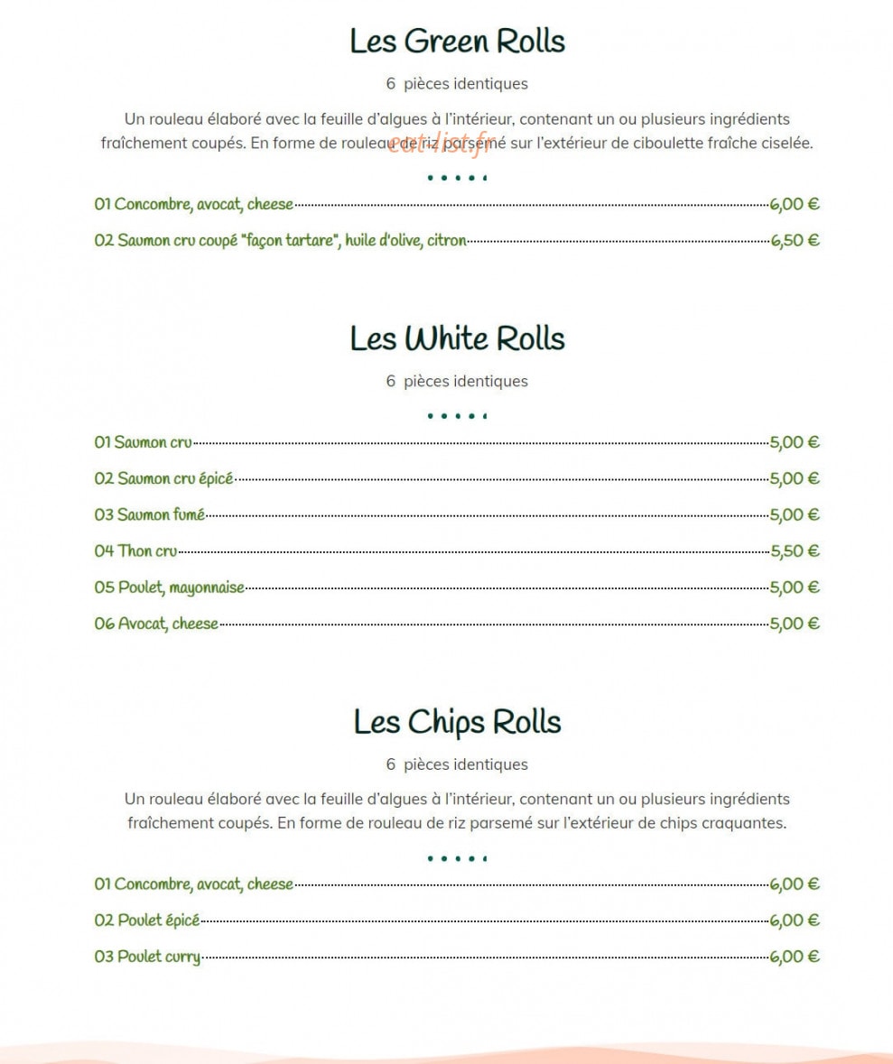 Coriandre & Basilic — carte page 6