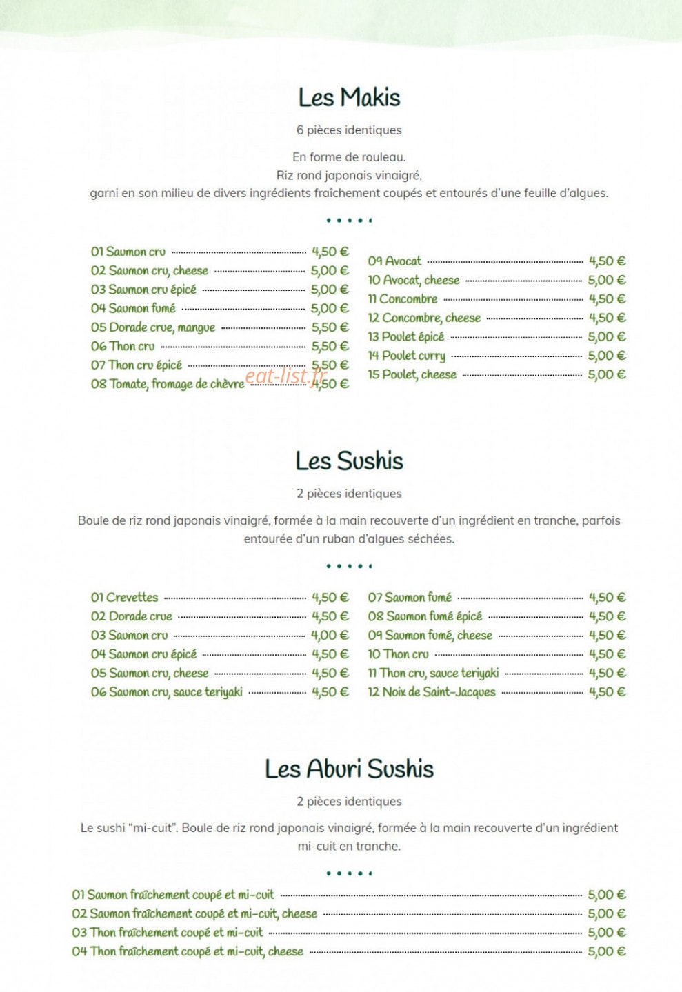 Coriandre & Basilic — carte page 3