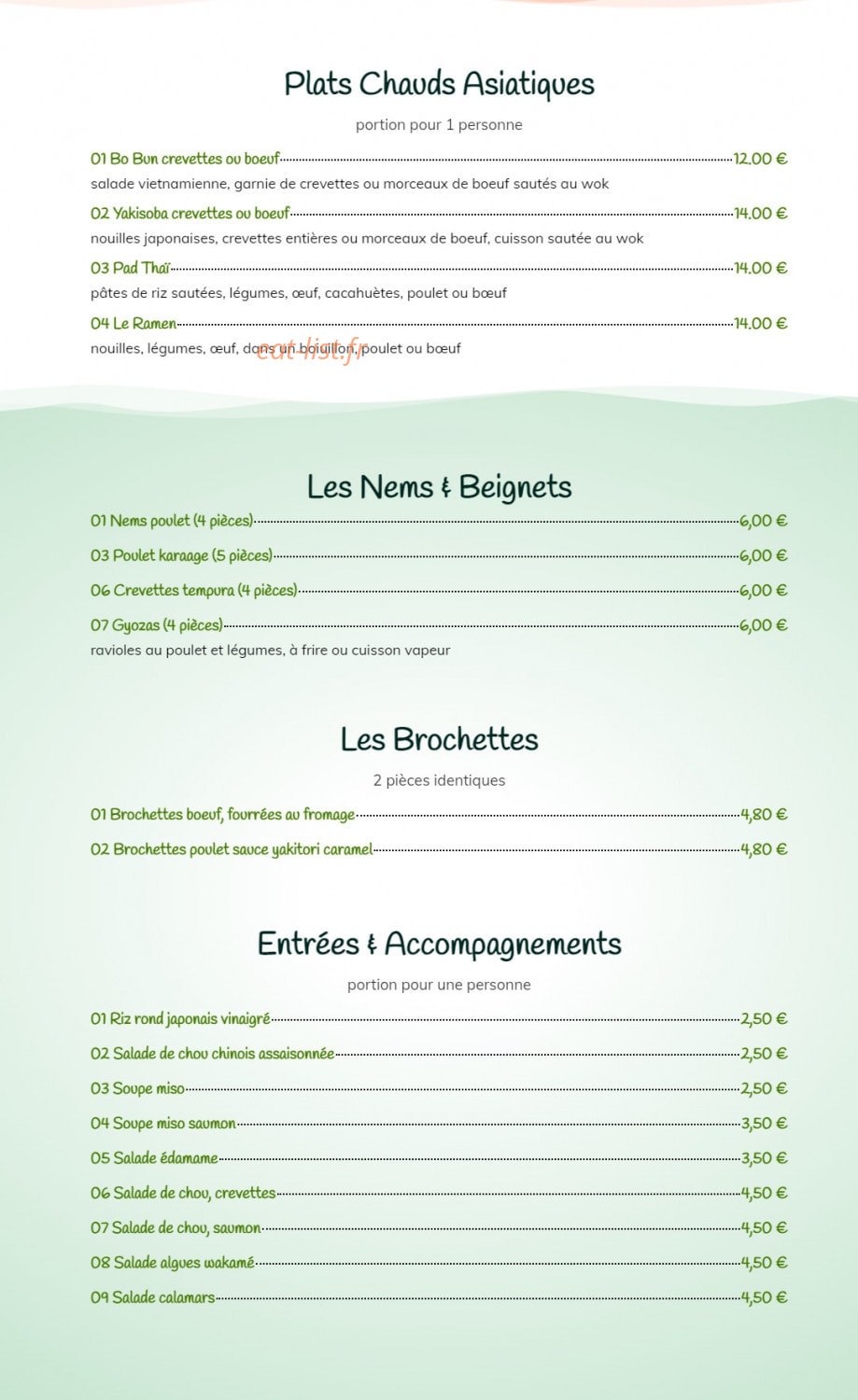 Coriandre & Basilic — carte page 8