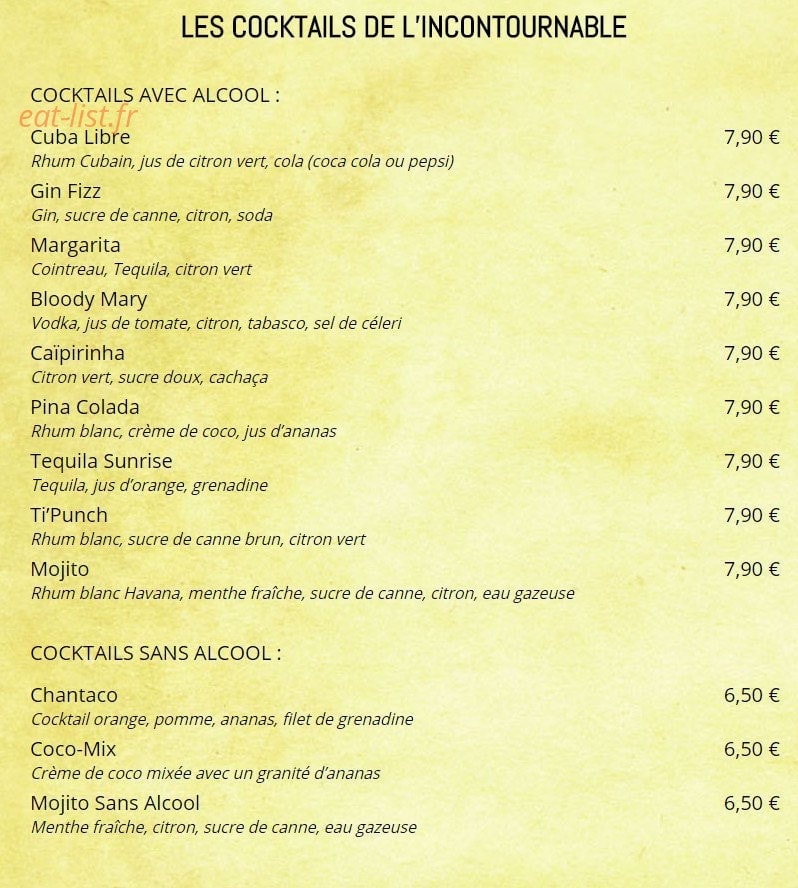 L'Incontournable — carte page 18