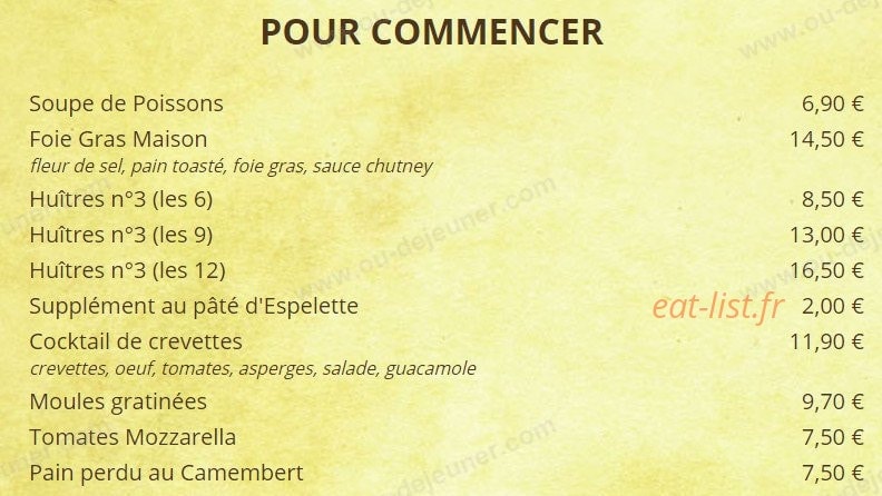 L'Incontournable — carte page 1