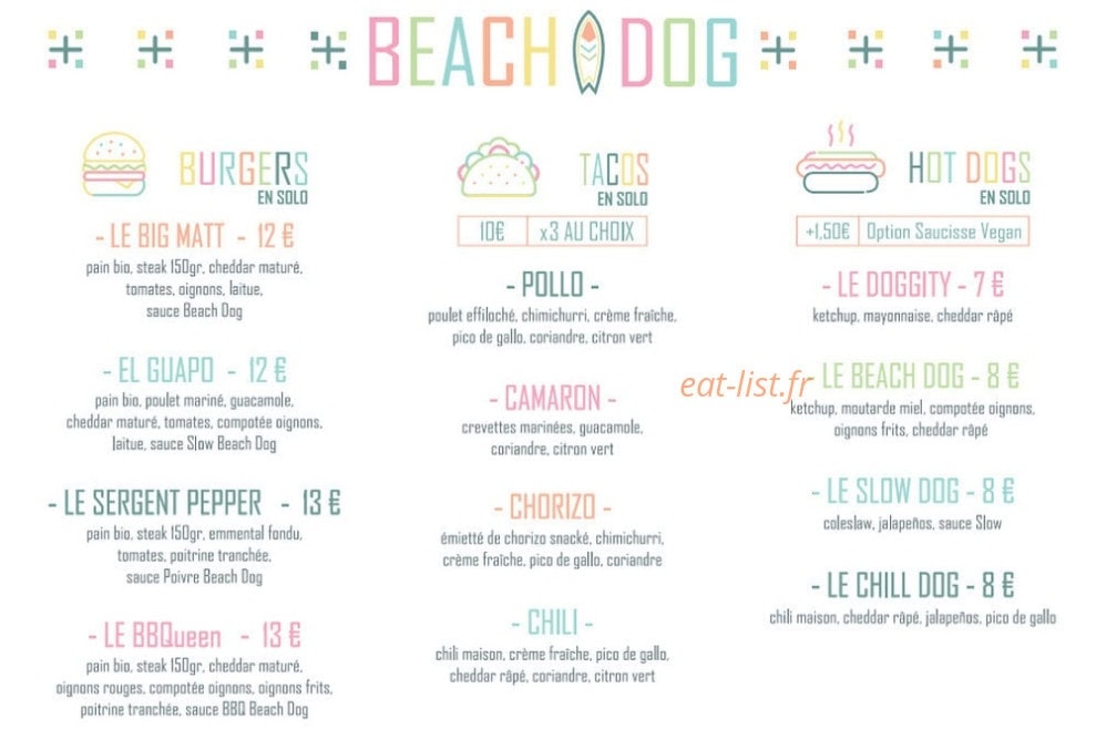 Le Beach Dog — carte page 1