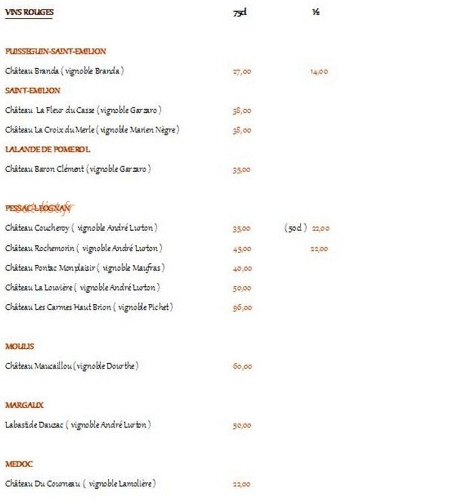 Le Baron Gourmand — carte page 8