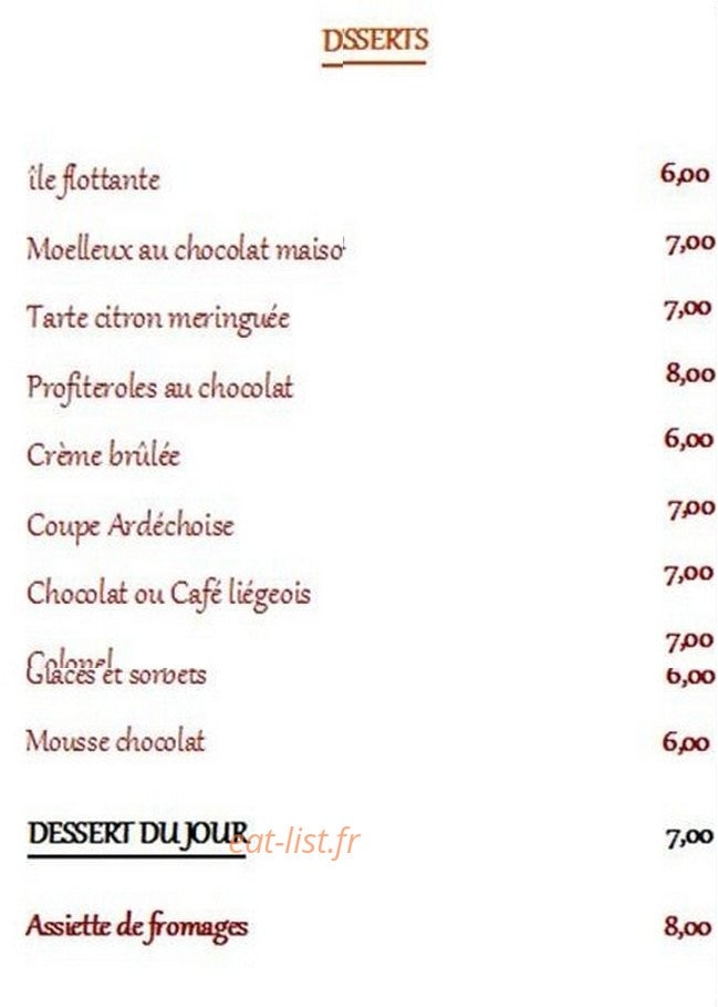Le Baron Gourmand — carte page 2