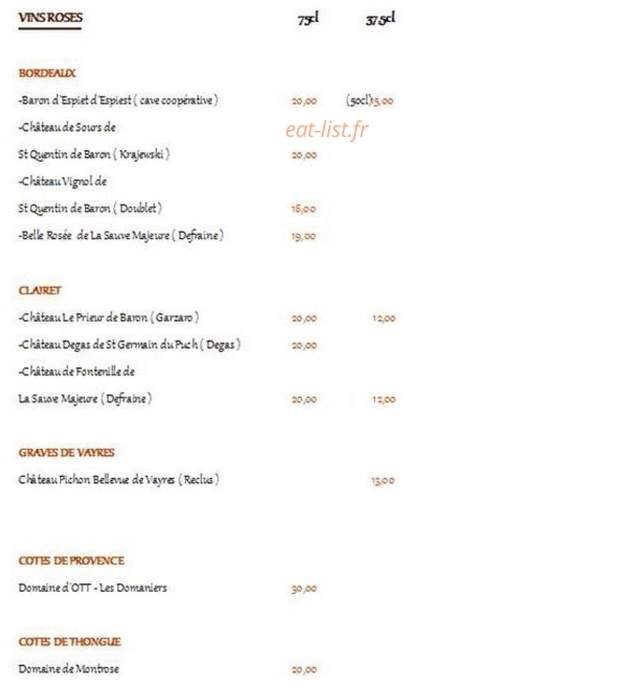Le Baron Gourmand — carte page 11