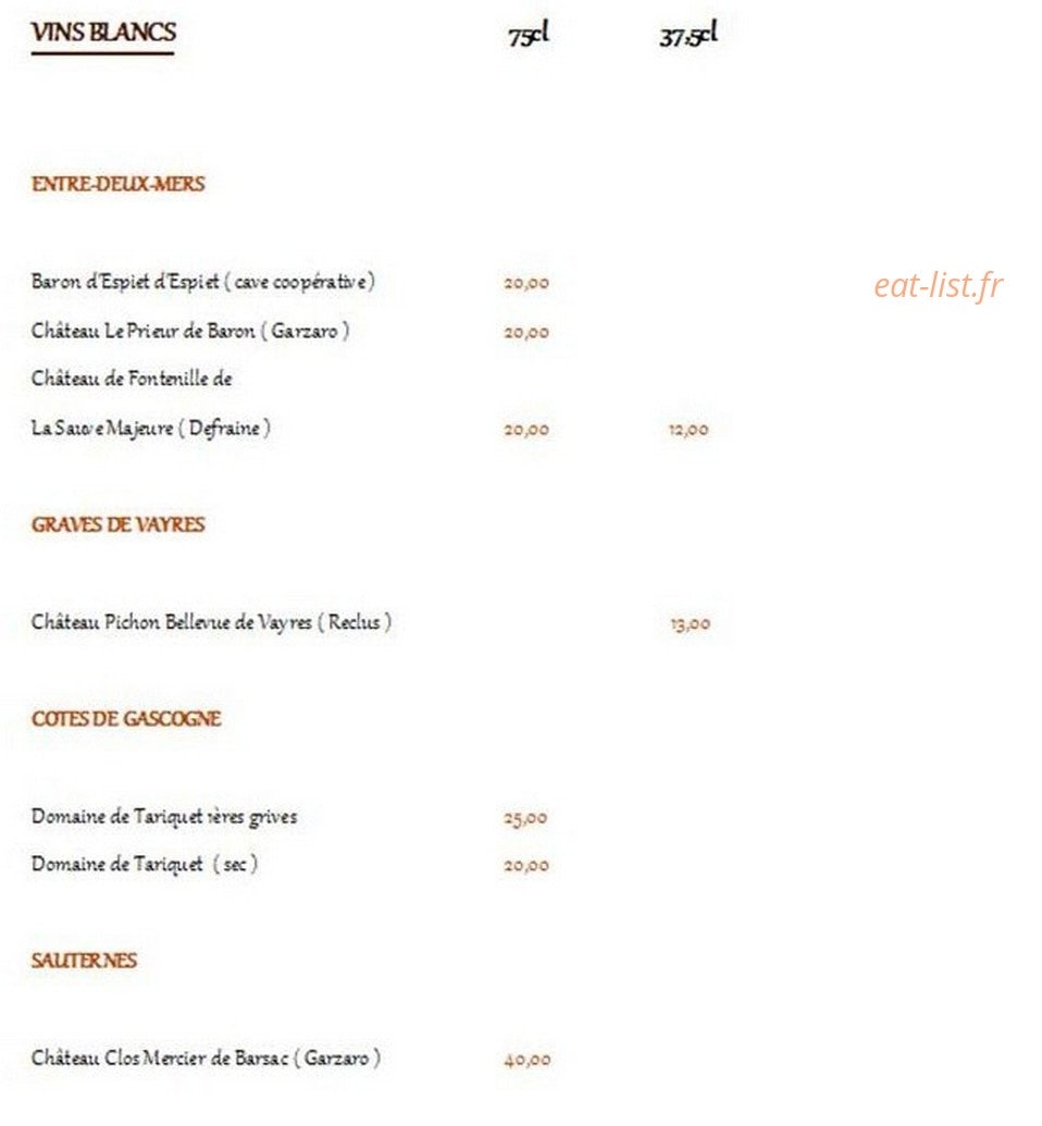 Le Baron Gourmand — carte page 10