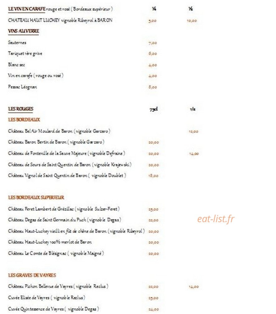 Le Baron Gourmand — carte page 9